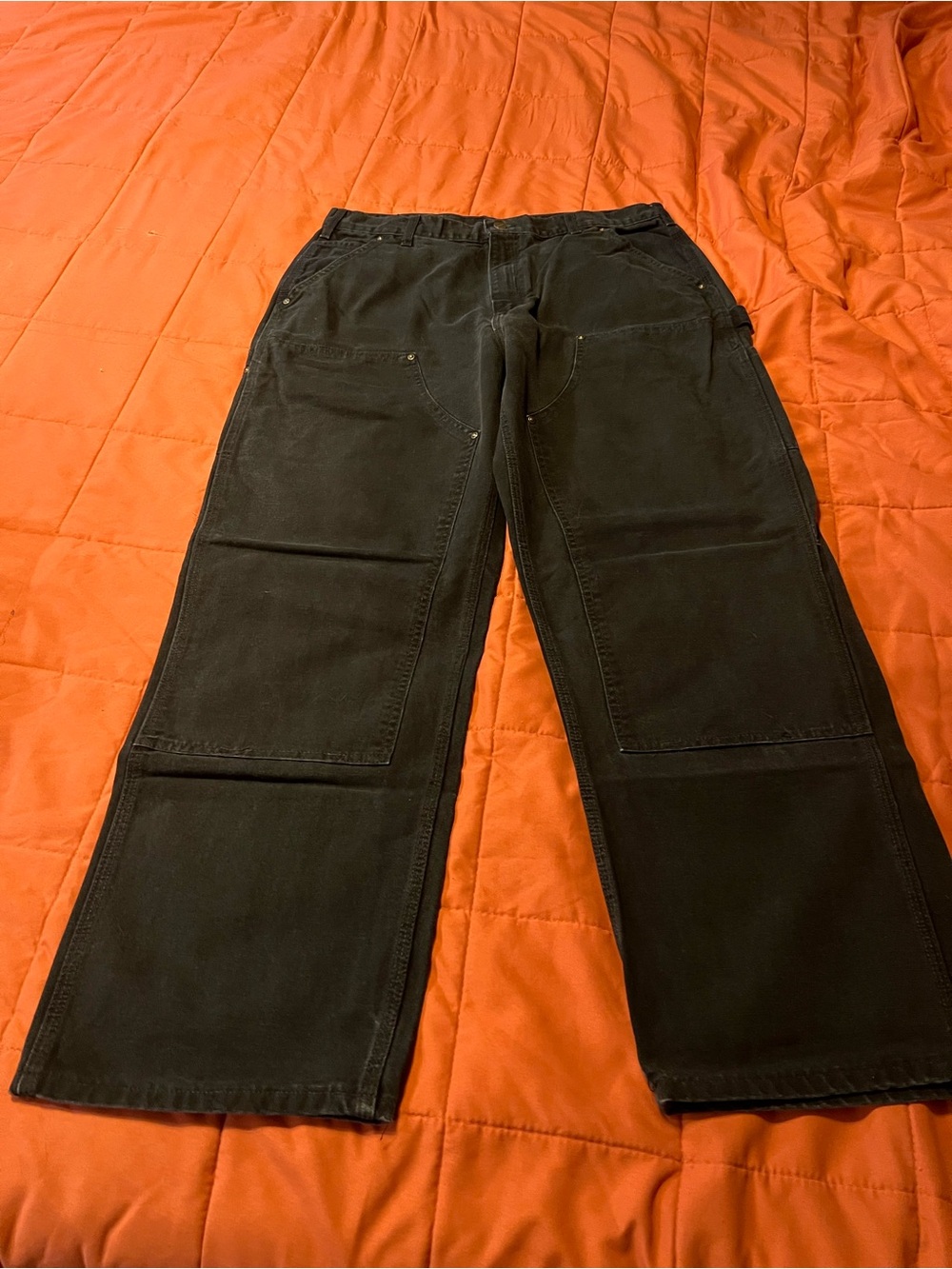 Men's Black Carhartt double knee Work Pants